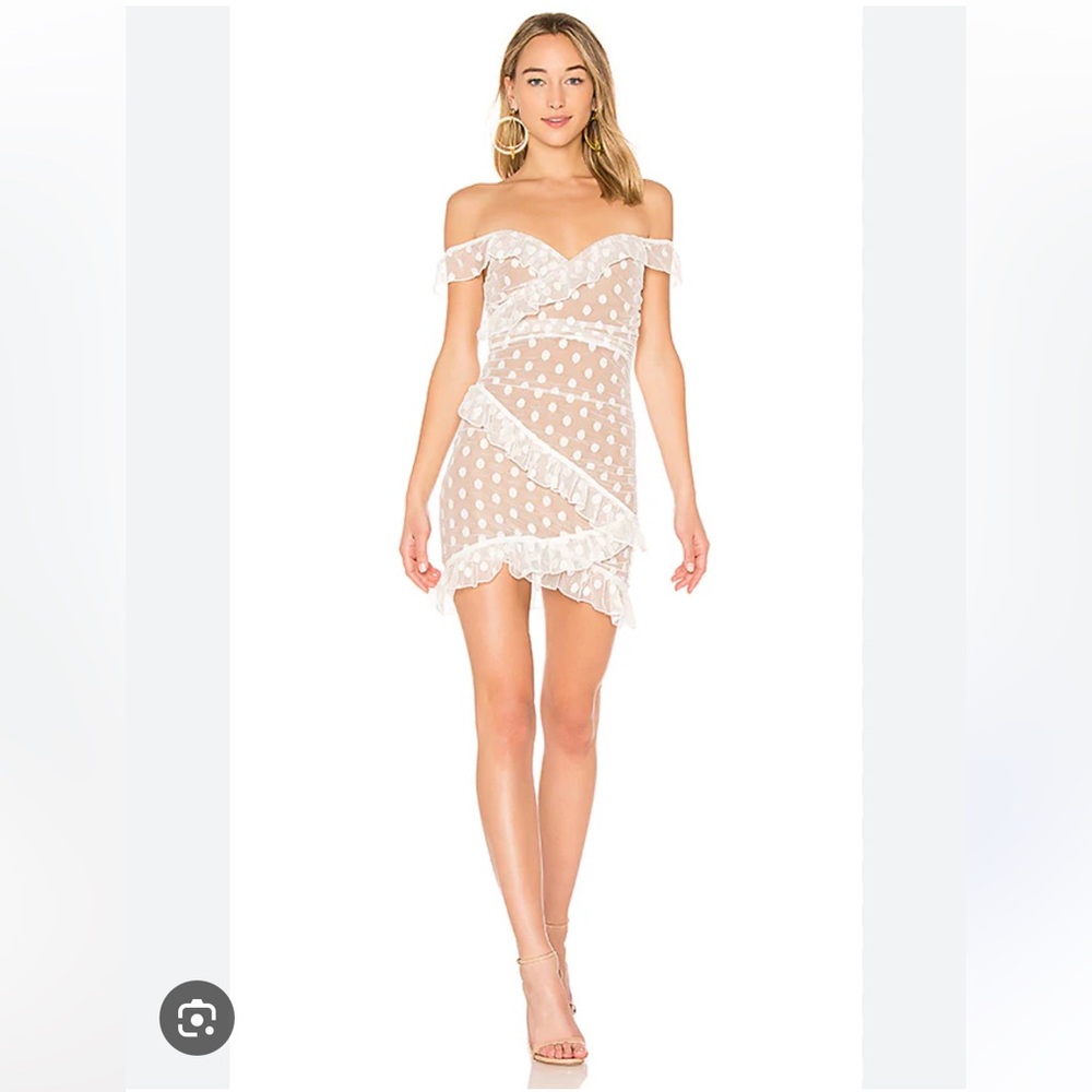 MAJORELLE White Polka Dot Mini Dress